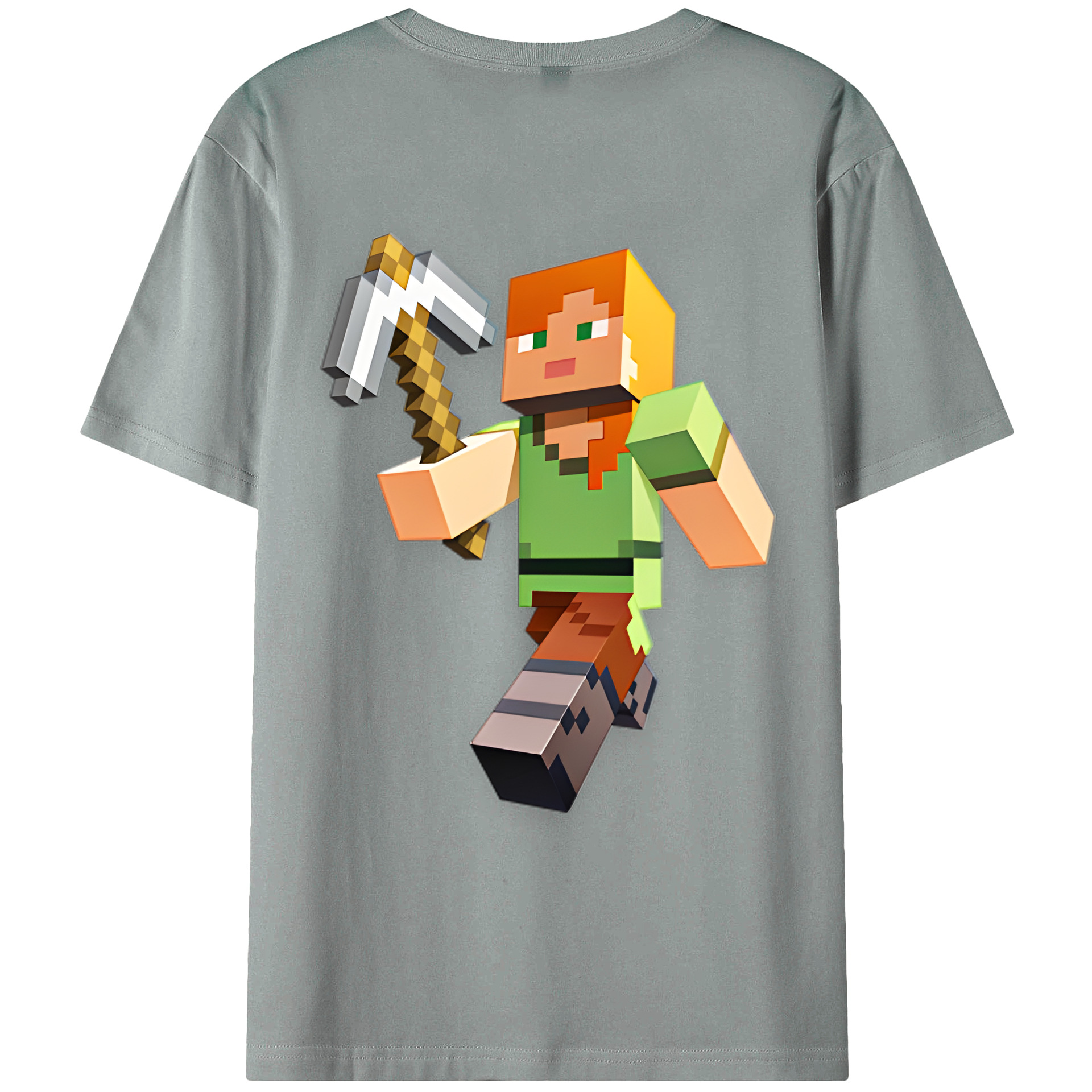 （画像用） マインクラフト ブロックの世界 Minecraft MC Block world 綿100％ メンズ半袖Tシャツ（バックプリント） 通気性